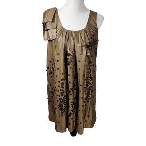 Ryu Women's size Medium Brown Shiny Shift Sleeveless Dress with Sequins NWT